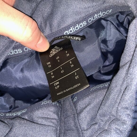 Adidas Outdoors Size Small Full Zip Blue Zipper Pockets Jacket Windbreaker Heavy - Picture 7 of 12